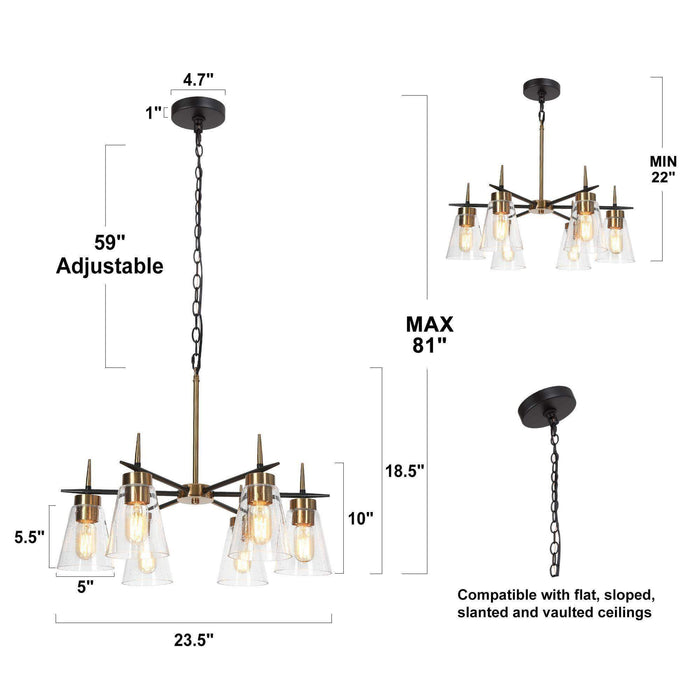 Grofir 6-Light Black and Brass Chandelier