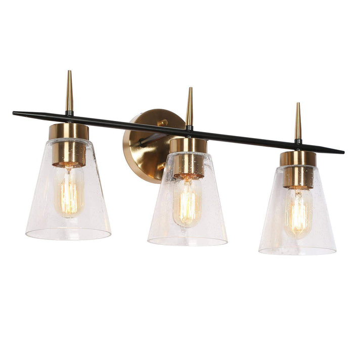 Grofir 3-Light Black and Brass Bathroom Vanity Light