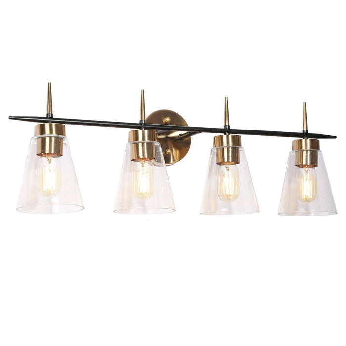 Grofir 4-Light Black and Brass Bathroom Vanity Light
