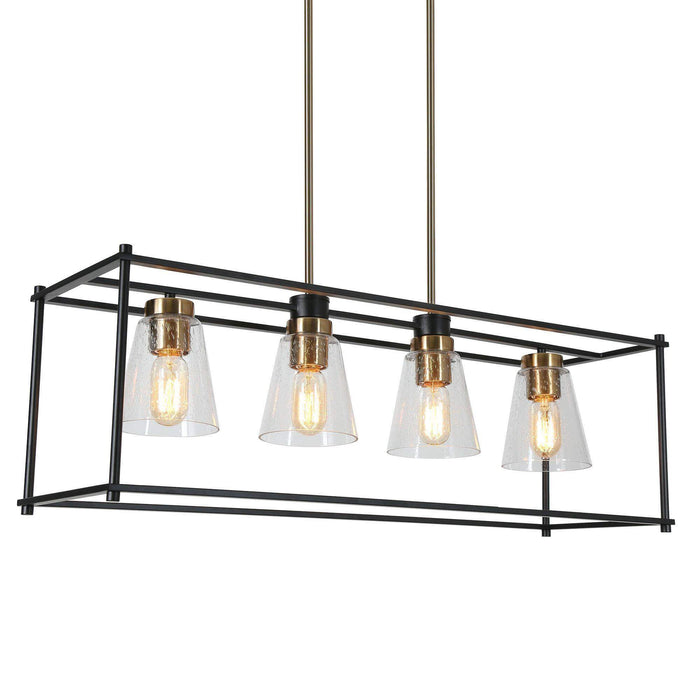 Grofir 4-Light Black and Brass Island Light