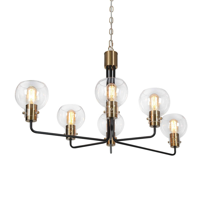 Luffa 6-Light Black and Brass Chandelier