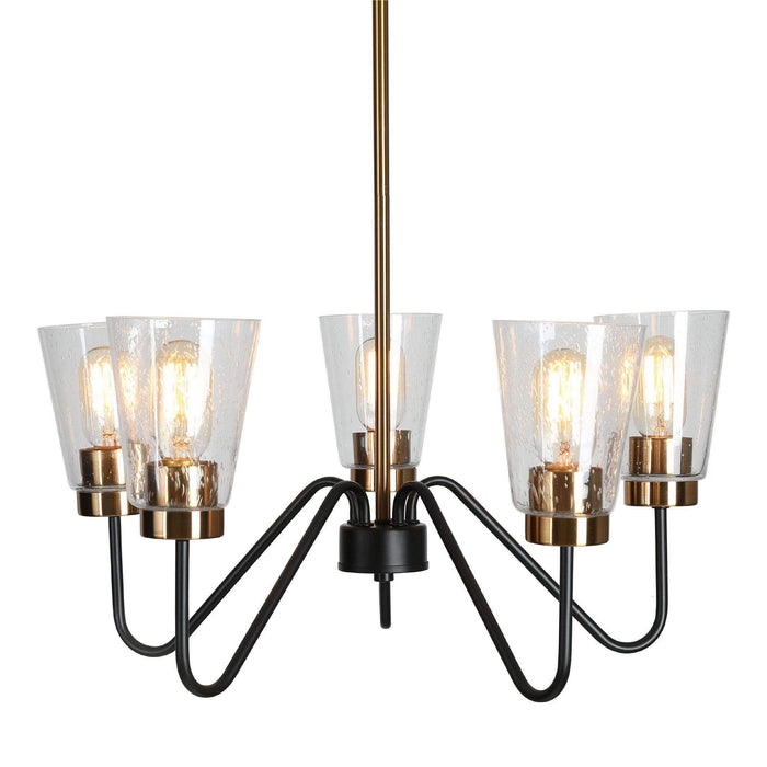 Neil 5-Light Black and Brass Chandelier