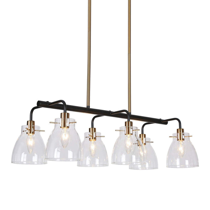 Aviana 6-Light Black and Brass Island Light