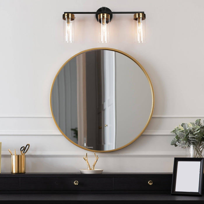 Jujueo 3-Light Black and Brass Bathroom Vanity Light