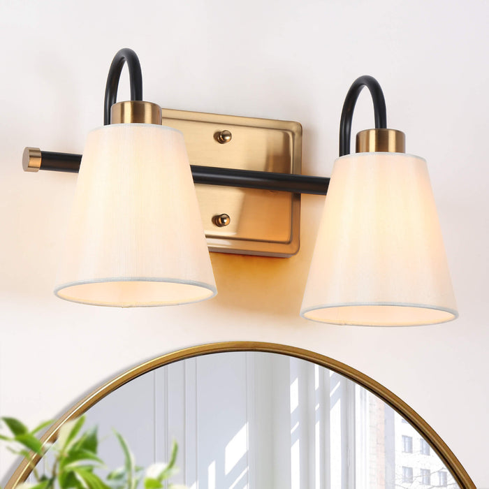 Jewem 2-Light Black and Brass Bathroom Vanity Light