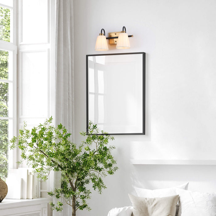 Jewem 2-Light Black and Brass Bathroom Vanity Light