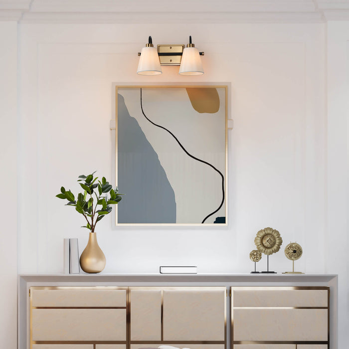 Jewem 2-Light Black and Brass Bathroom Vanity Light