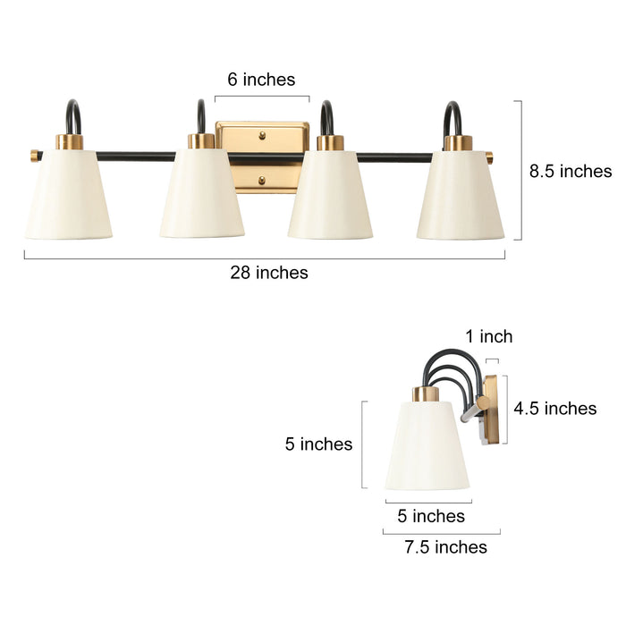 Jewem 4-Light Black Bathroom Vanity Light