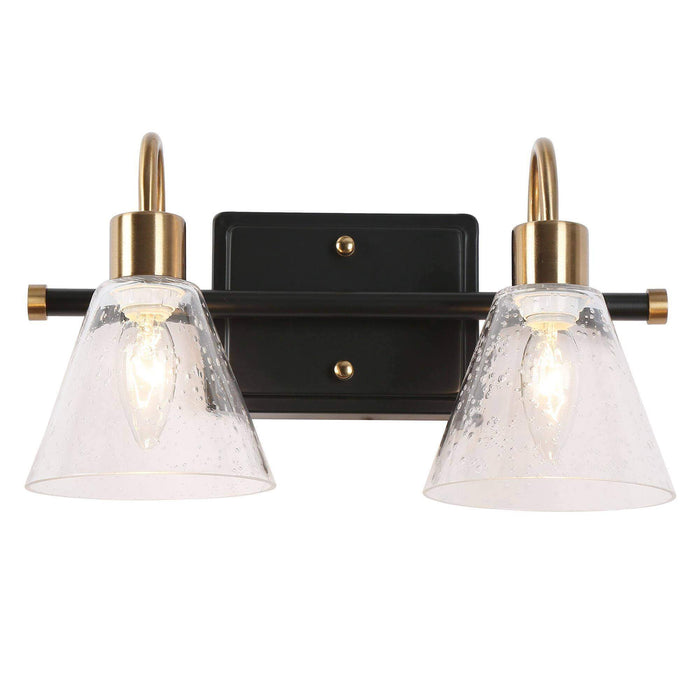 Amaduz 2-Light Black and Brass Bathroom Vanity Light