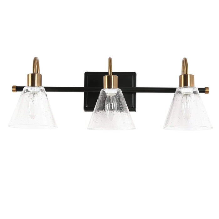 Amaduz 3-Light Black and Brass Bathroom Vanity Light