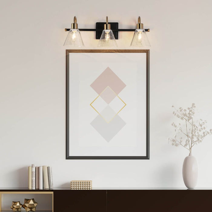 Amaduz 3-Light Black and Brass Bathroom Vanity Light