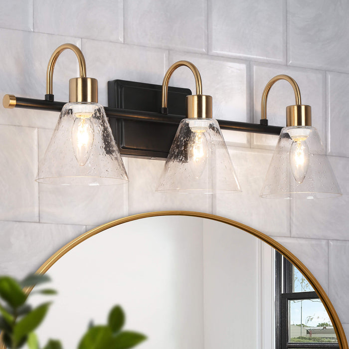 Amaduz 3-Light Black and Brass Bathroom Vanity Light
