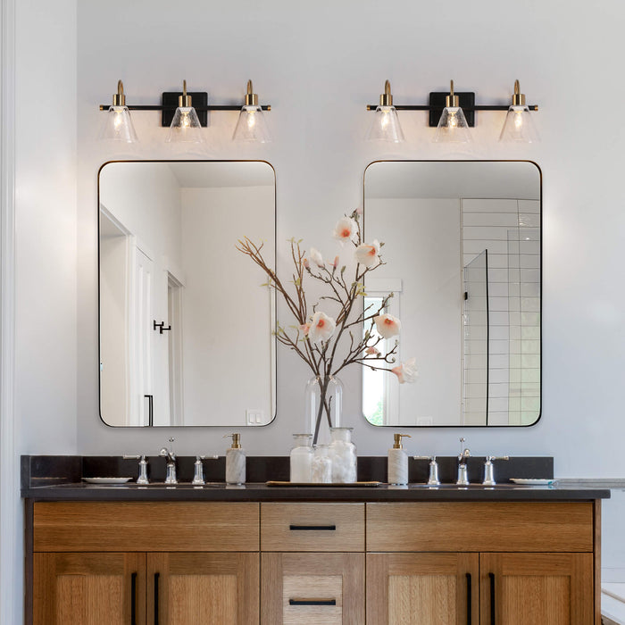 Amaduz 3-Light Black and Brass Bathroom Vanity Light