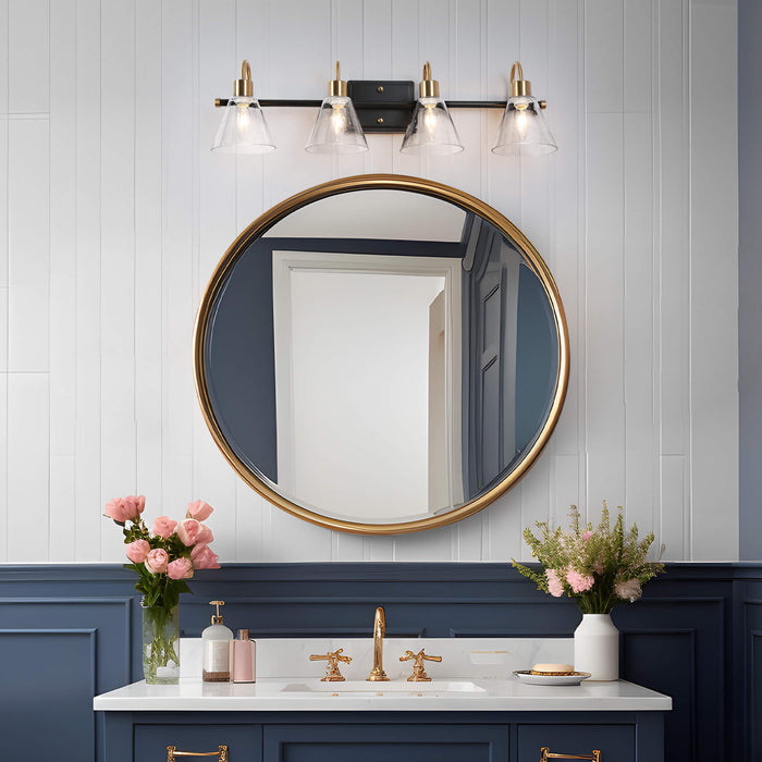 Amaduz 4-Light Black and Brass Bathroom Vanity Light