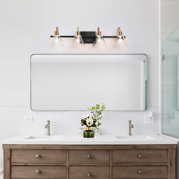 Amaduz 4-Light Black and Brass Bathroom Vanity Light