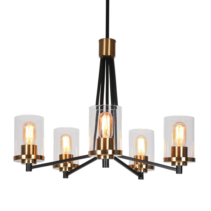 Carrony 5-Light Black and Brass Chandelier