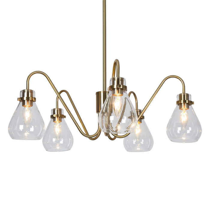 Thimbe 5-Light Brass Clear Glass Chandelier
