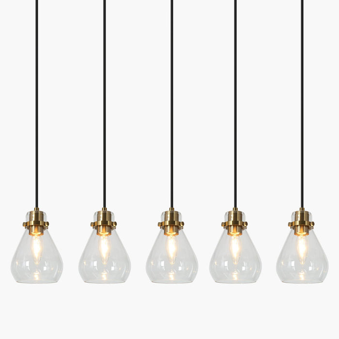 Thimbe 5-Light Black and Brass Island Light