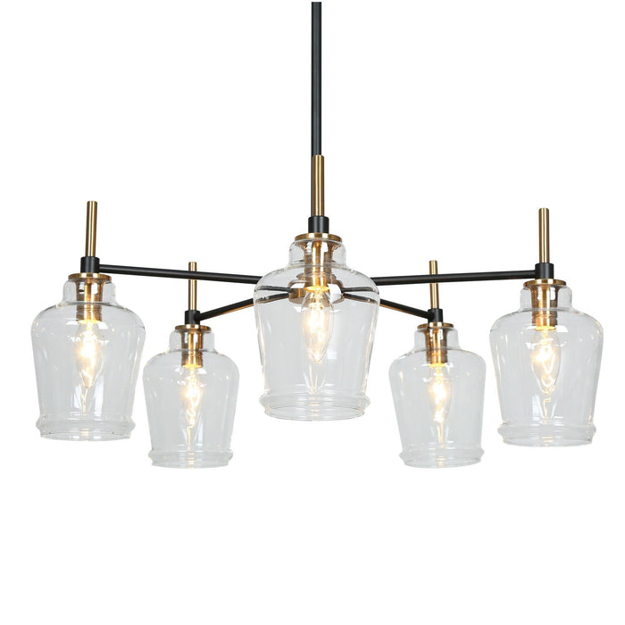 Grandia 5-Light Black and Brass Chandelier