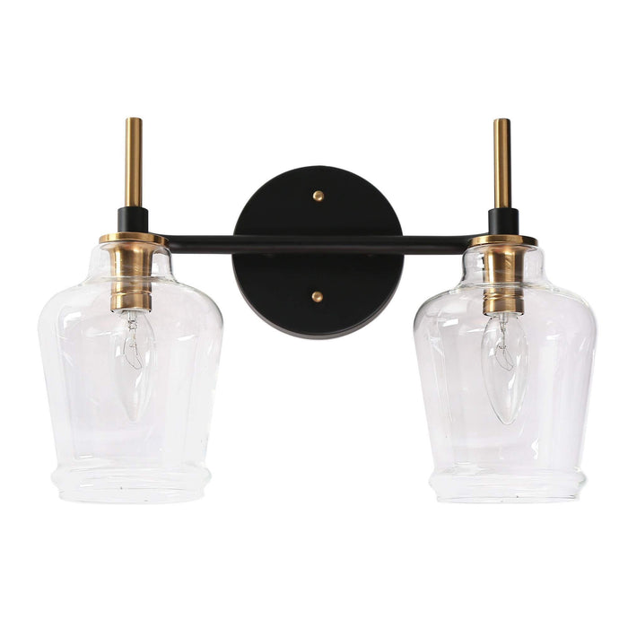 Grandia 2-Light Black and Brass Bathroom Vanity Light