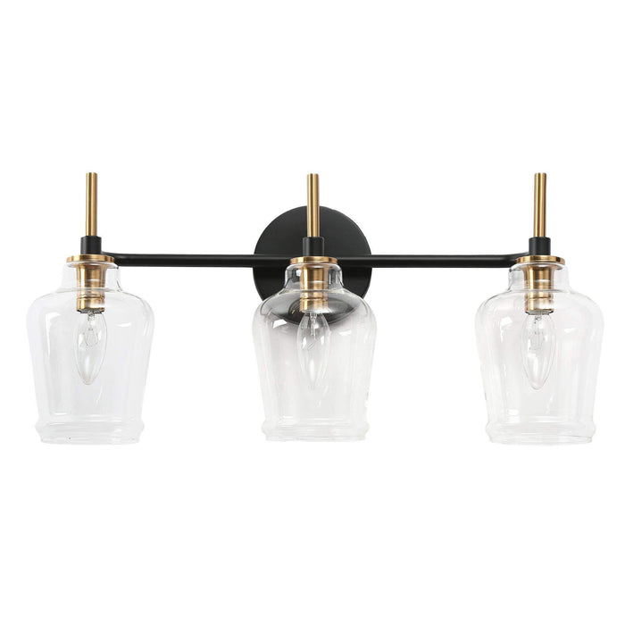 Grandia 3-Light Black and Brass Bathroom Vanity Light