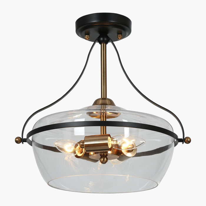 Dendria 3-Light Black Semi-Flush Mount Light