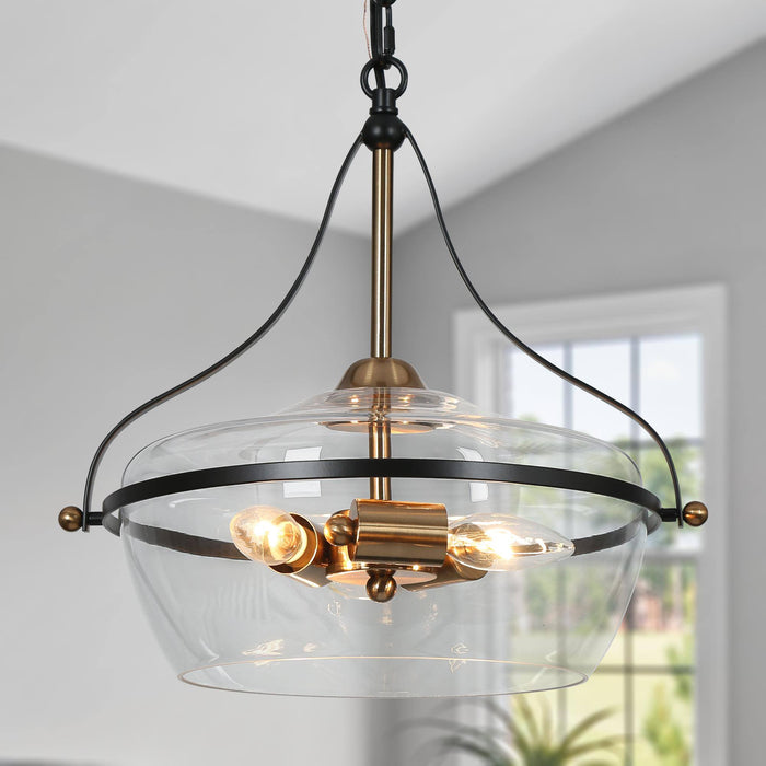 Dendria 3-Light Black and Brass Chandelier