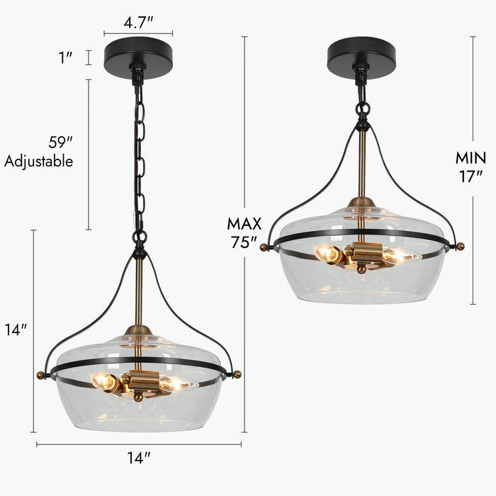 Dendria 3-Light Black and Brass Chandelier