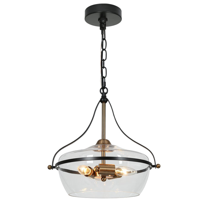 Dendria 3-Light Black and Brass Chandelier