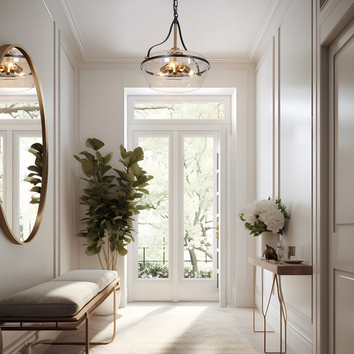 Dendria 3-Light Black and Brass Chandelier
