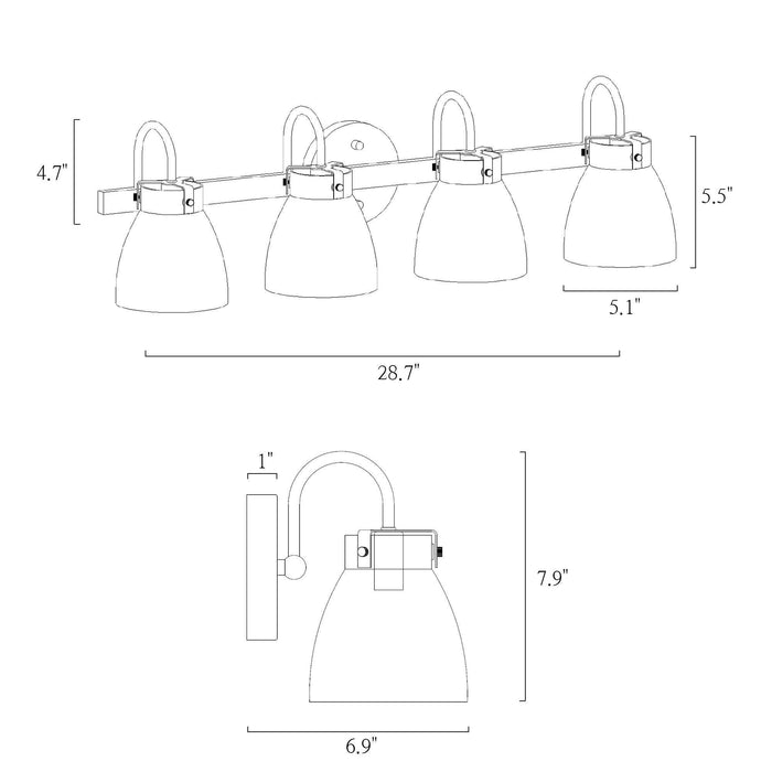Faylinae 4-Light Black and Brass Bathroom Vanity Light