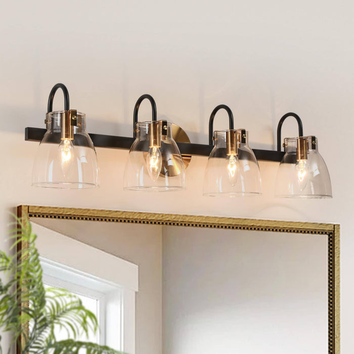 Faylinae 4-Light Black and Brass Bathroom Vanity Light