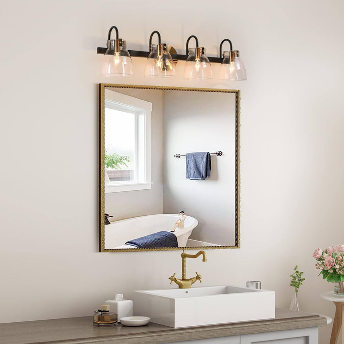 Faylinae 4-Light Black and Brass Bathroom Vanity Light