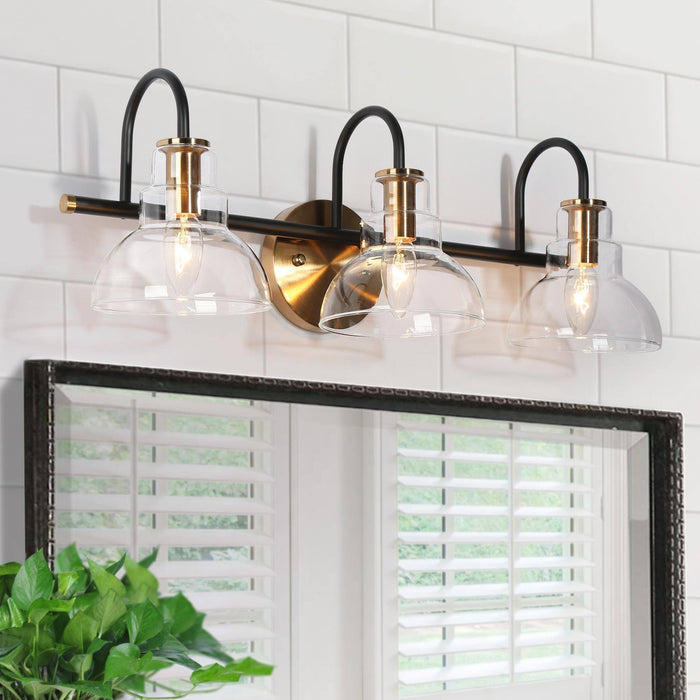 Saifra 3-Light Black and Brass Bathroom Vanity Light