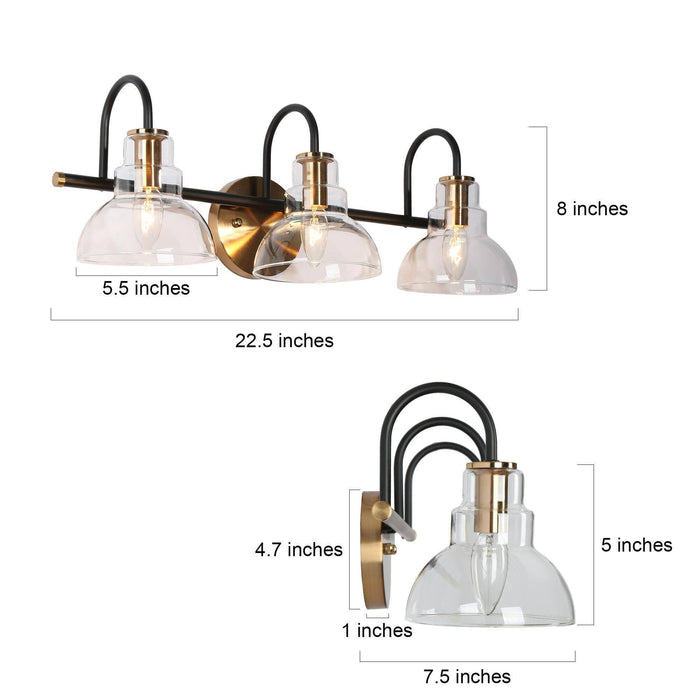 Saifra 3-Light Black and Brass Bathroom Vanity Light