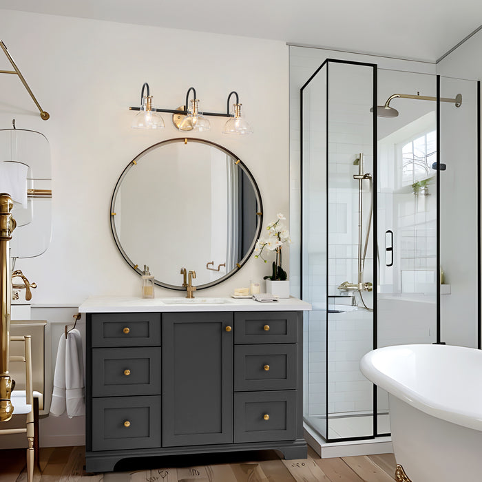 Saifra 3-Light Black and Brass Bathroom Vanity Light
