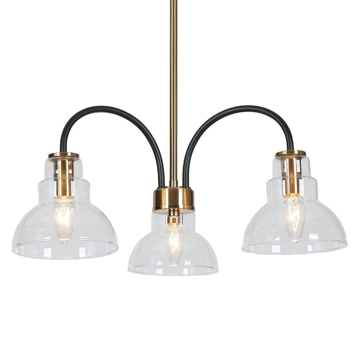 Saifra 3-Light Black and Brass Chandelier