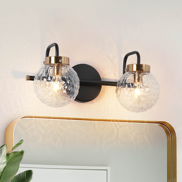 Astrid 2-Light Black and Brass Bathroom Vanity Light