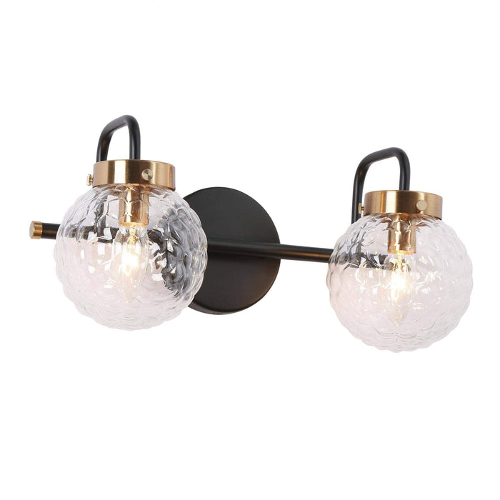 Astrid 2-Light Black and Brass Bathroom Vanity Light