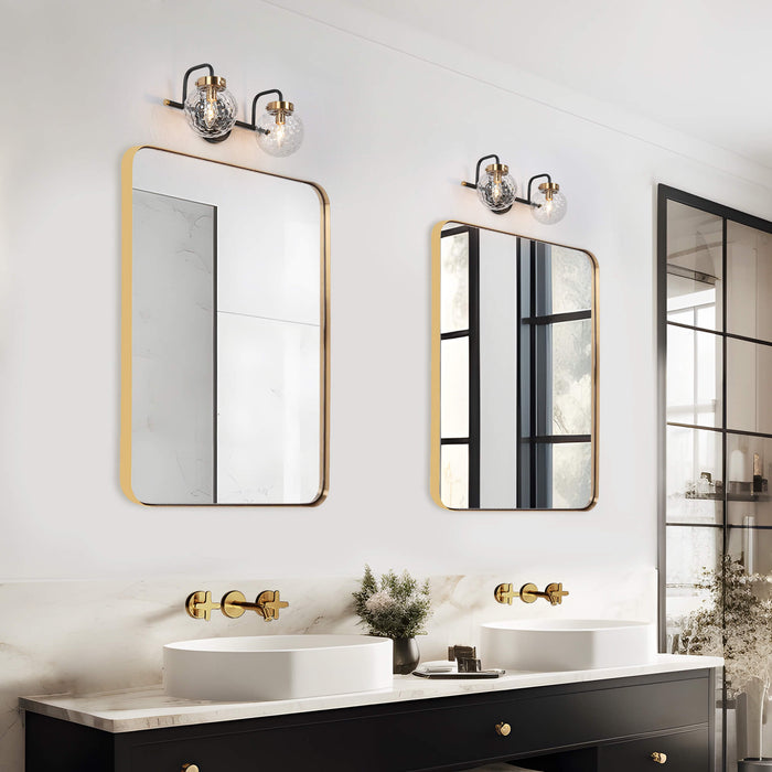 Astrid 2-Light Black and Brass Bathroom Vanity Light