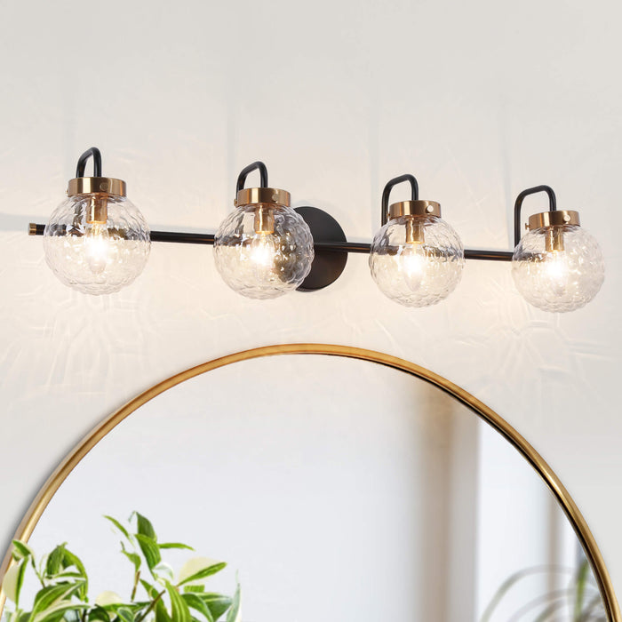 Astrid 4-Light Black and Brass Bathroom Vanity Light