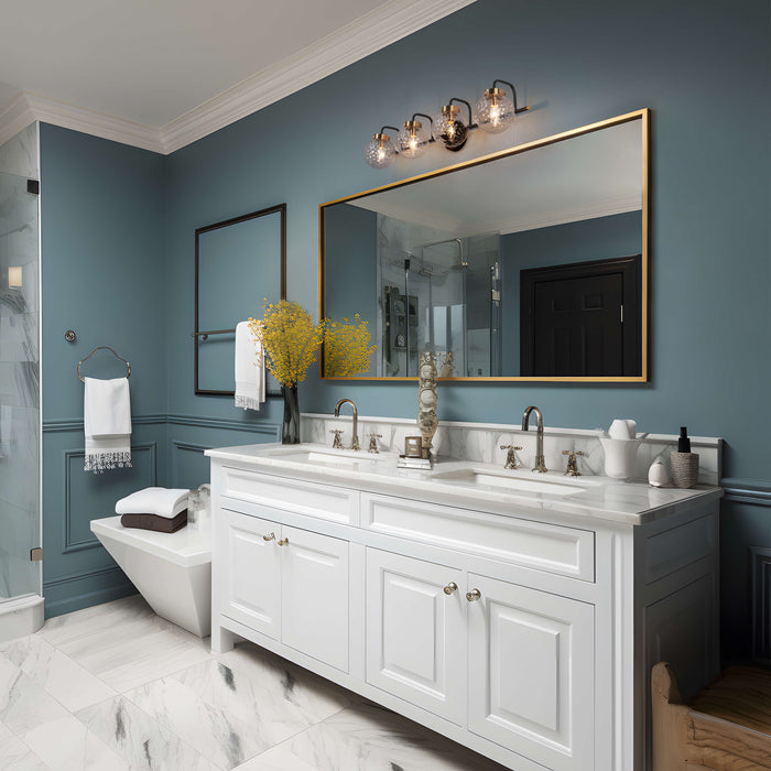 Astrid 4-Light Black and Brass Bathroom Vanity Light