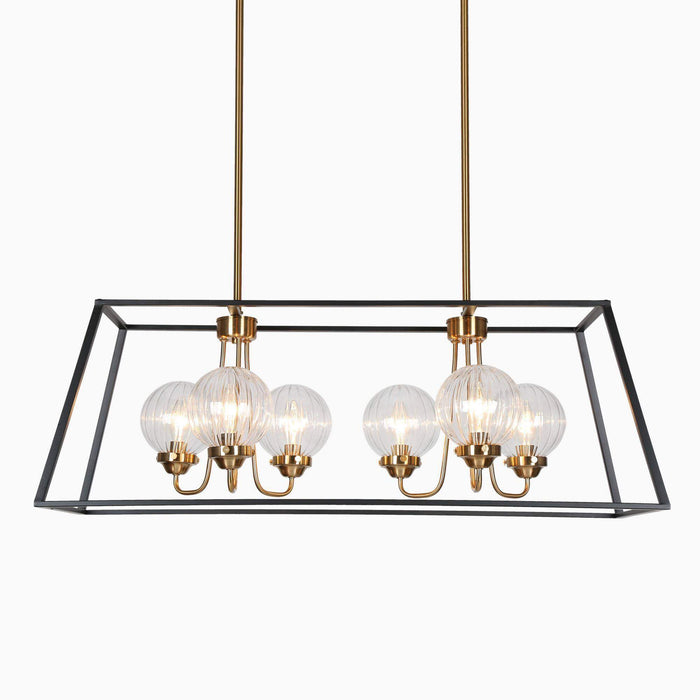 Arosia 6-Light Black and Brass Island Light