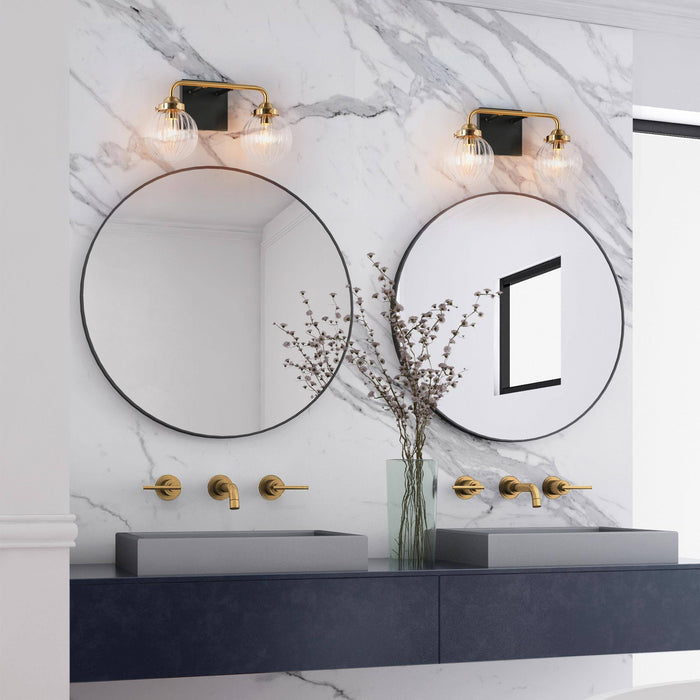 Arosia 2-Light Black and Brass Bathroom Vanity Light