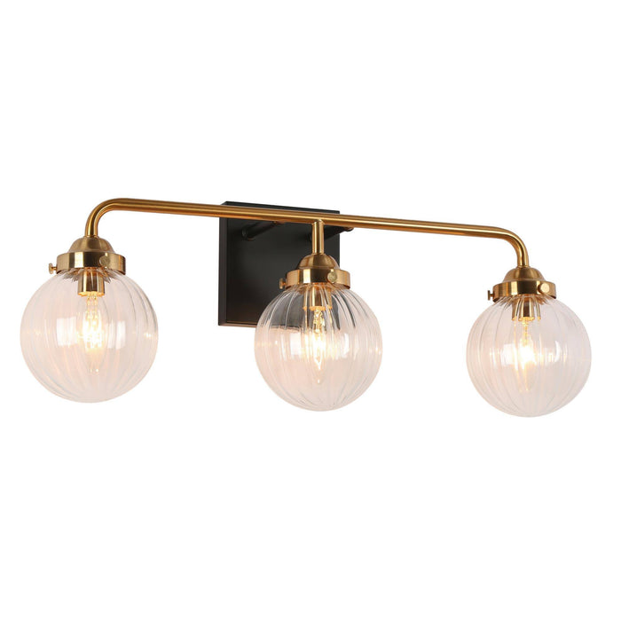 Arosia 3-Light Black and Brass Bathroom Vanity Light