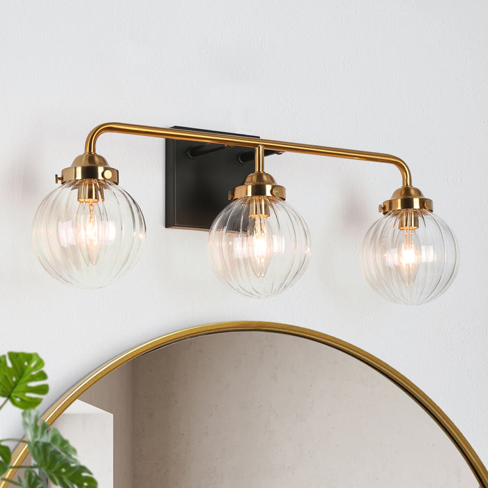 Arosia 3-Light Black and Brass Bathroom Vanity Light