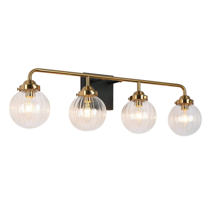 Arosia 4-Light Black and Brass Bathroom Vanity Light