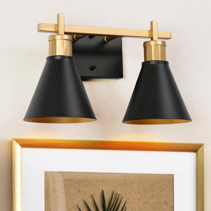 Umbrim 2-Light Black and Gold Bathroom Vanity Light