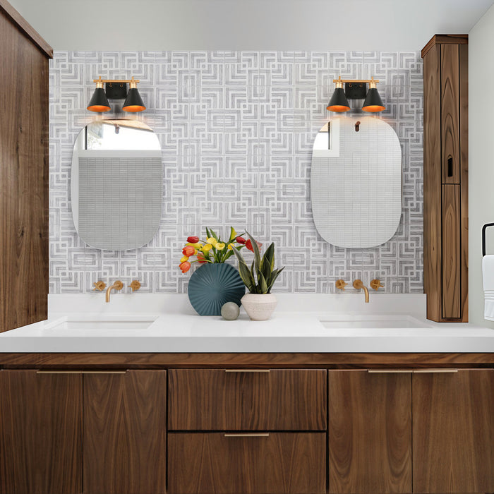 Umbrim 2-Light Black and Gold Bathroom Vanity Light