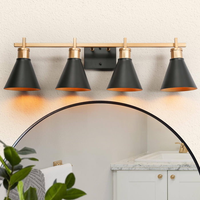 Umbrim 4-Light Black and Gold Bathroom Vanity Light